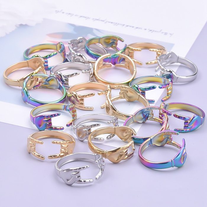 Wholesale Basic Geometric Stainless Steel Plating Open Rings