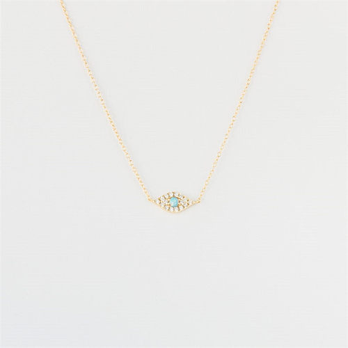 Fashion Opal Devil's Eye Necklace Copper Plated 14K Gold Necklace