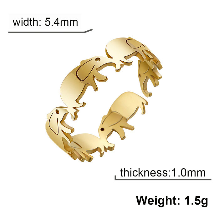Offener Ring aus Edelstahl mit niedlichem Elefantenmotiv im IG-Stil in Großpackung