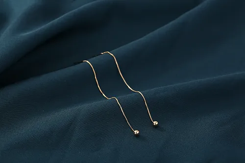 1 Pair Simple Style Classic Style Solid Color Copper Plating Gold Plated Ear Line