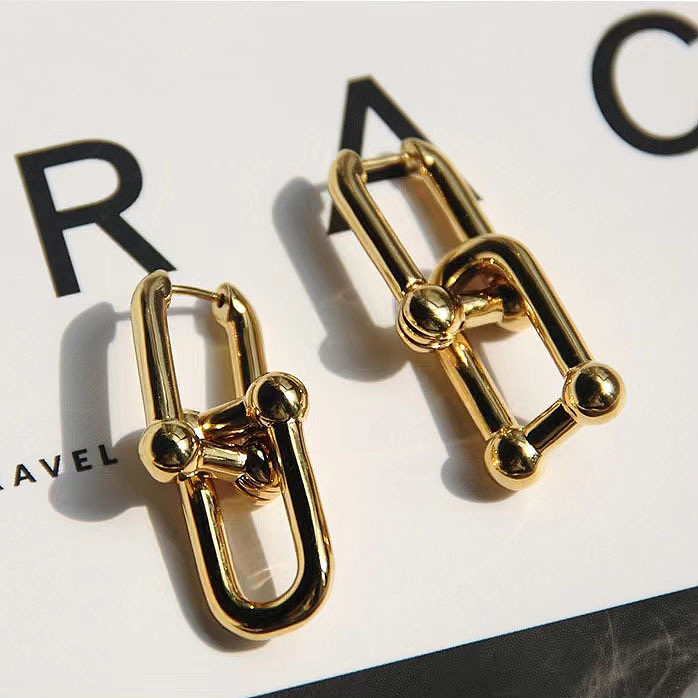 1 Paar Ohrringe im klassischen Stil mit geometrischer Beschichtung aus Kupfer mit 18-Karat-Vergoldung