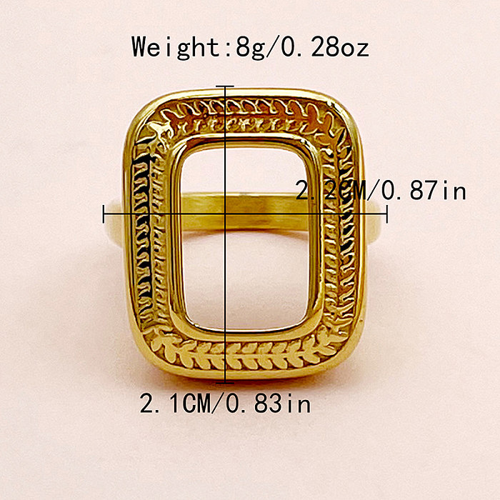 Vintage Style Square Stainless Steel Plating Gold Plated Rings