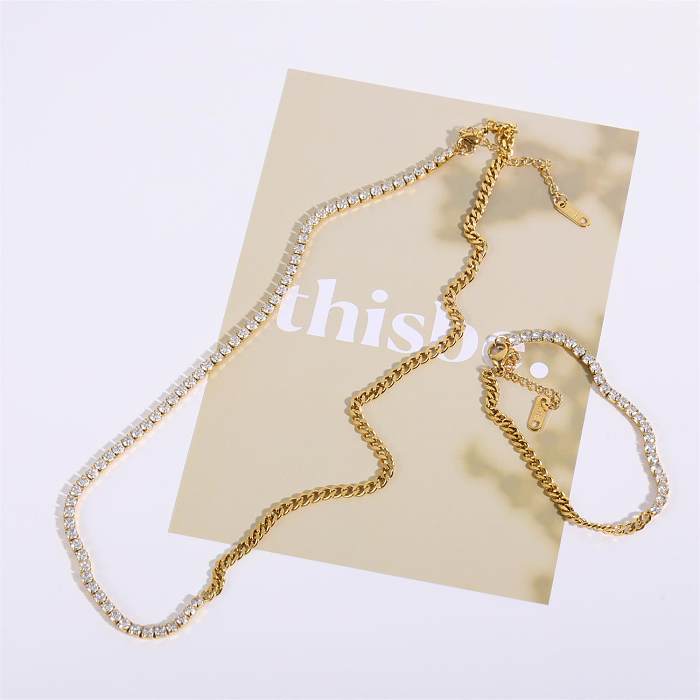 Damen-Halskette mit Farbblock-Armbändern aus Titanstahl
