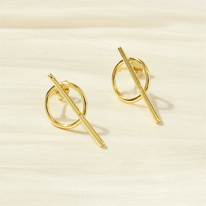 1 Pair Punk Simple Style Round Plating Copper 18K Gold Plated Drop Earrings