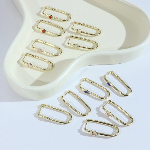 1 Pair Fashion Heart Shape Copper Enamel Plating Earrings