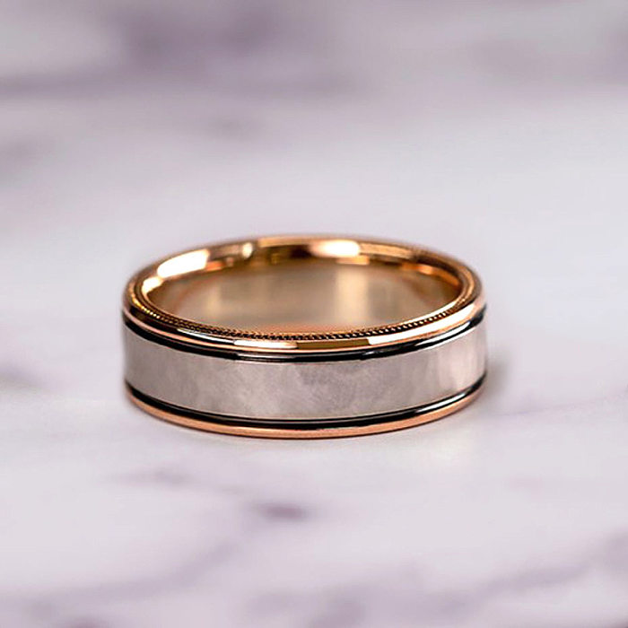 Anéis de zircão com incrustação de cobre quadrado de estilo simples