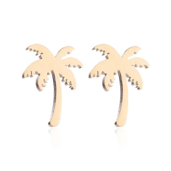 1 Set Mode Kokosnussbaum Titan Stahl Ohrringe Halskette