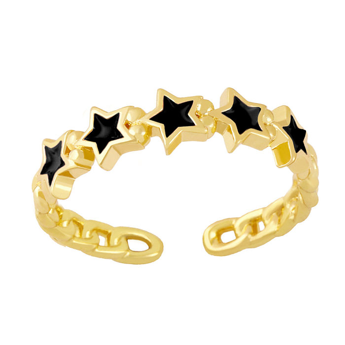1 Piece Modern Style Star Copper Enamel Open Ring
