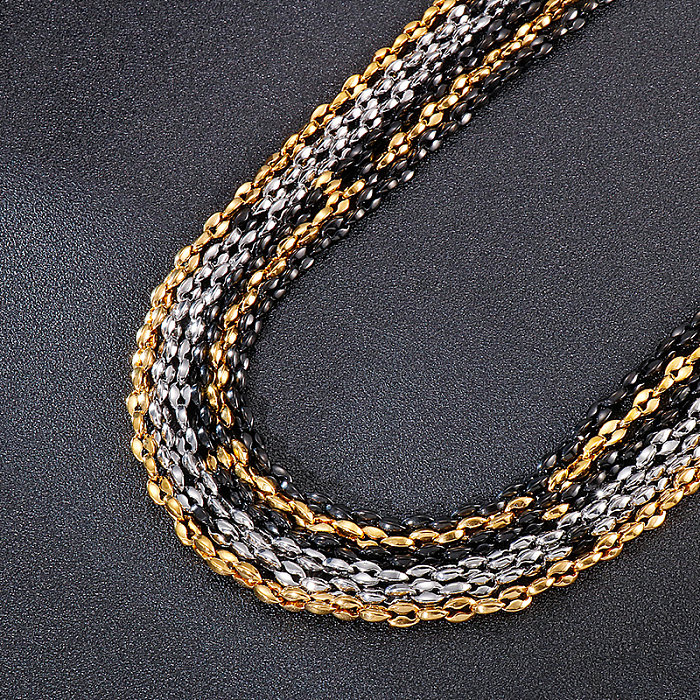 Collier de bracelets plaqué or 18 carats en acier titane de couleur unie de style moderne et décontracté