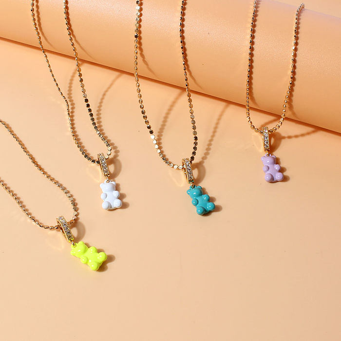 European And American Fashion Trend Copper Single Layer Bear Pendant Necklace Wholesale