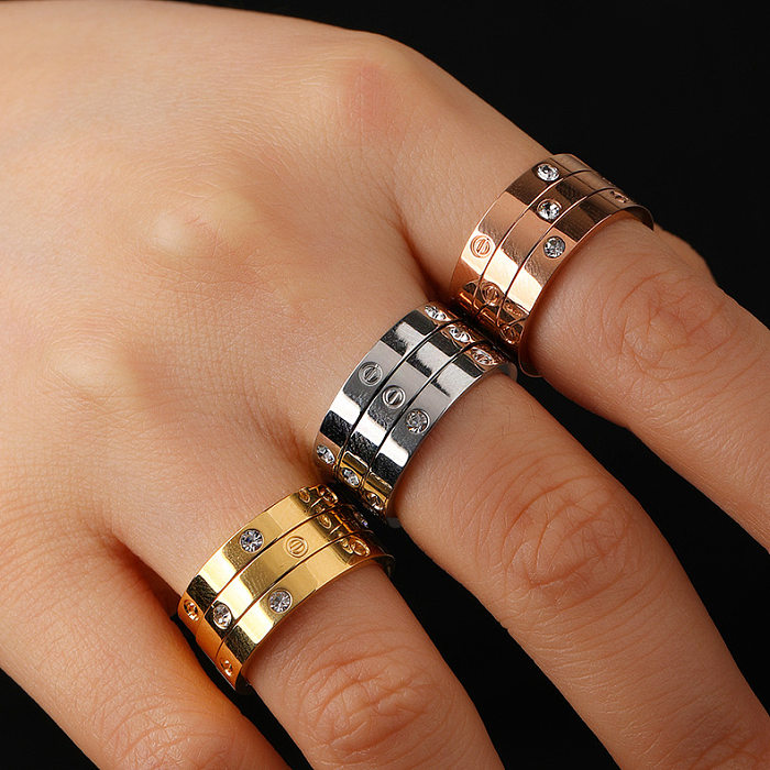 Anéis de pedras preciosas artificiais de aço Titanium da cor sólida do estilo clássico no volume