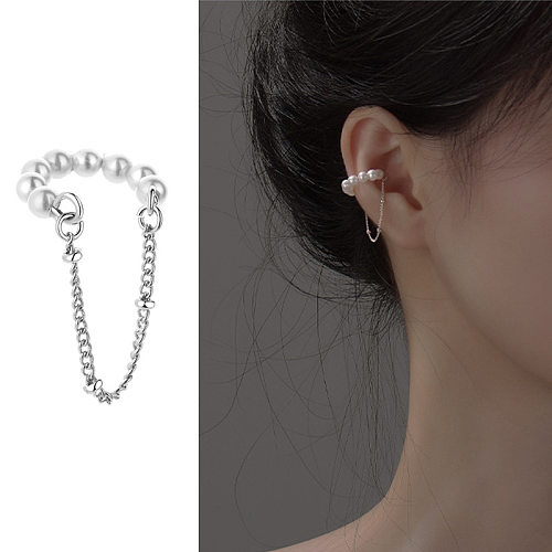 1 Piece Elegant Simple Style Tassel Copper Inlay Artificial Pearls Gold Plated Silver Plated Ear Clips