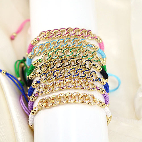 Bracelets en cuivre géométriques à la mode Bracelets en cuivre plaqué or Zircon