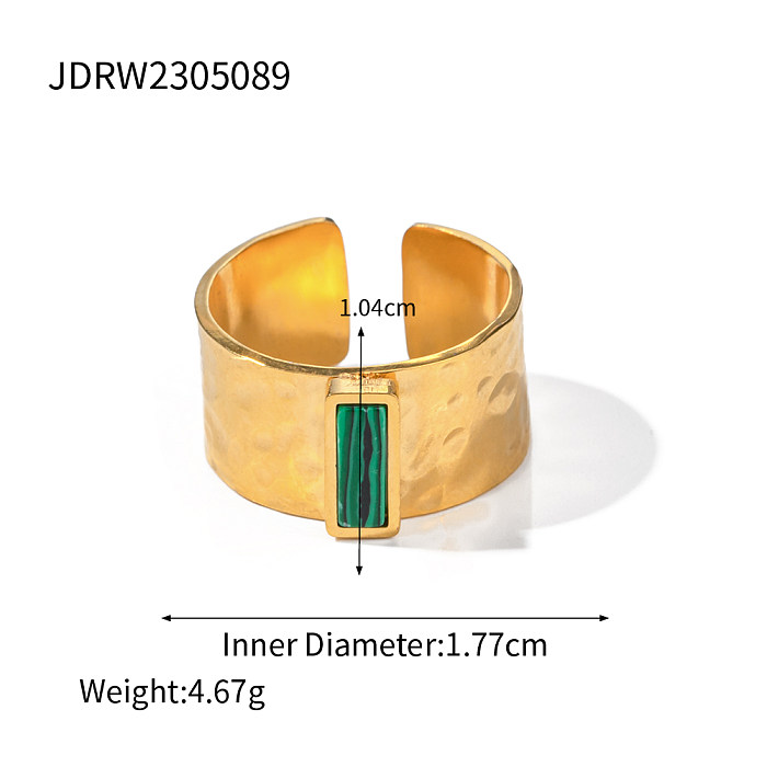 Simple Style Square Stainless Steel Plating Inlay Natural Stone 18K Gold Plated Open Rings
