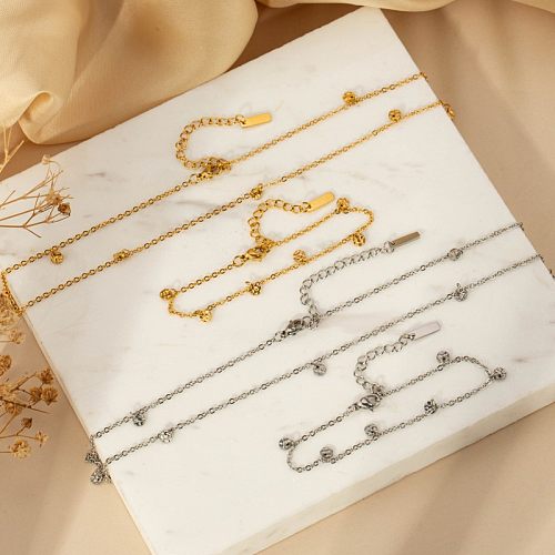 Colar de pulseiras banhado a ouro com revestimento de polimento de aço inoxidável redondo estilo simples