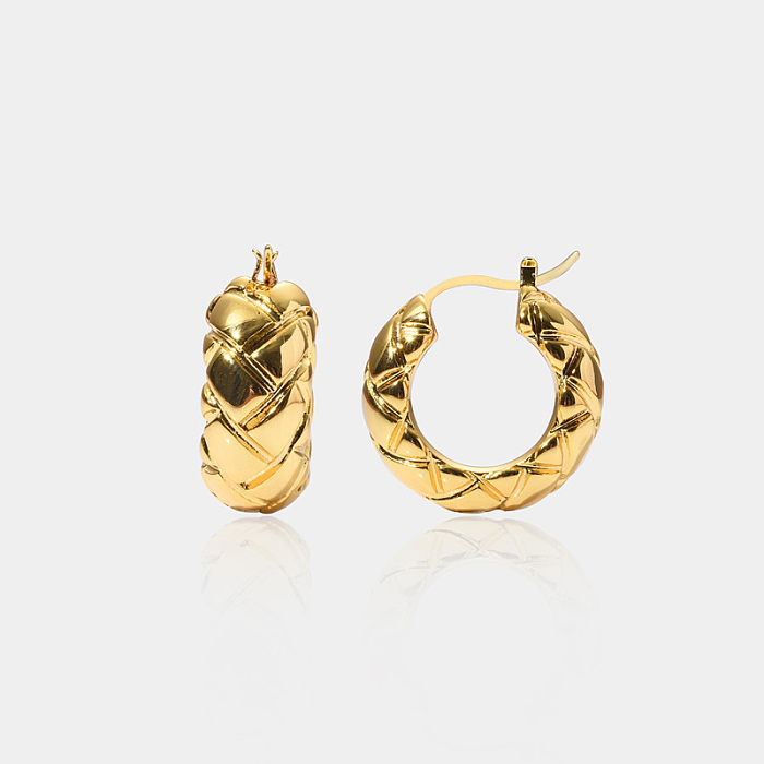 1 Pair Simple Style Solid Color Plating Copper Gold Plated Earrings