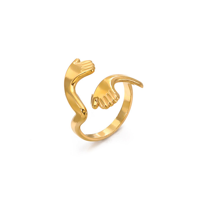 Anéis abertos banhados a ouro 18K de aço inoxidável da mão ocasional de Streetwear