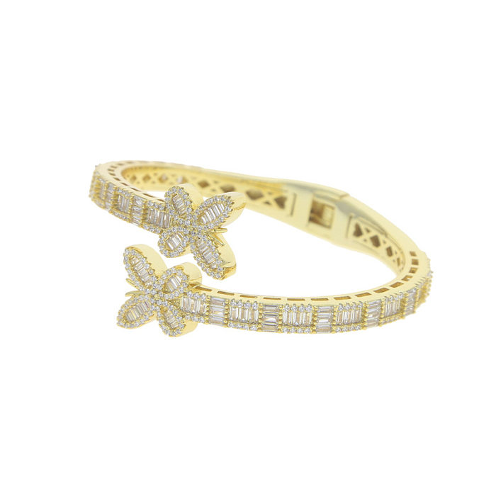 Hip-Hop Butterfly Copper Plating Inlay Zircon Bangle