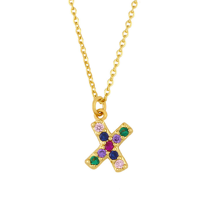 Fashion Micro-inlaid Color Zircon 26 Letter Pendent Necklace