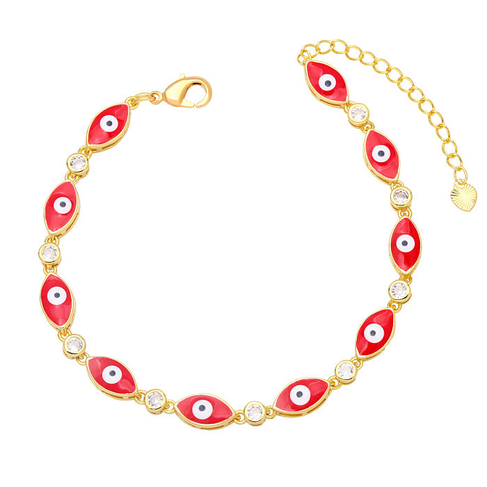 Boho Style Evil Eye Bracelet Color Dripping Eye Copper Bracelet Female Wholesale