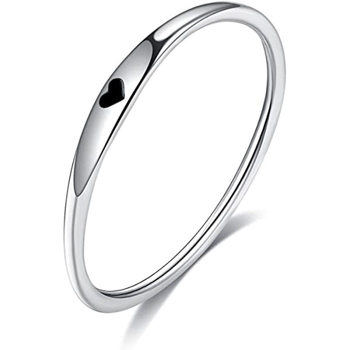 Simple Style Geometric Heart Shape Titanium Steel Plating Rings