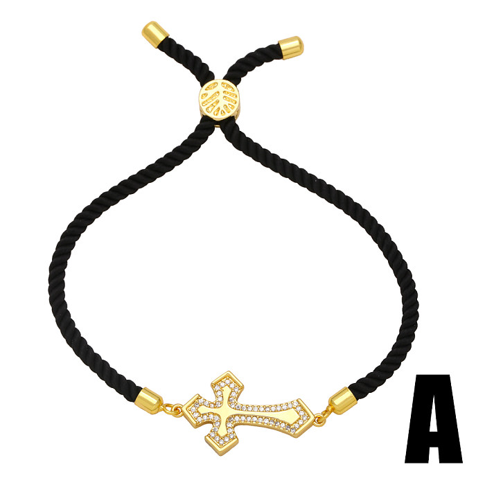 Bracelets à cordon plaqués or 18 carats avec incrustation de placage de cuivre croisé de style simple à la mode