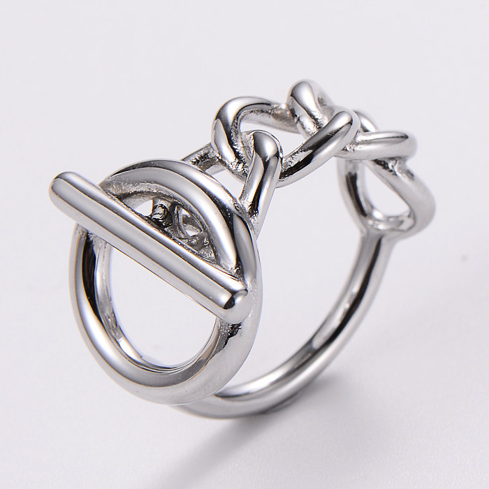Correntes de estilo simples de 1 peça com estampa de anéis de chapeamento de aço inoxidável