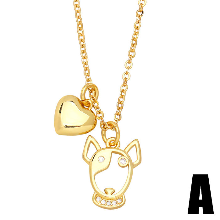 Fashion Dog Copper Plating Inlay Zircon Pendant Necklace 1 Piece