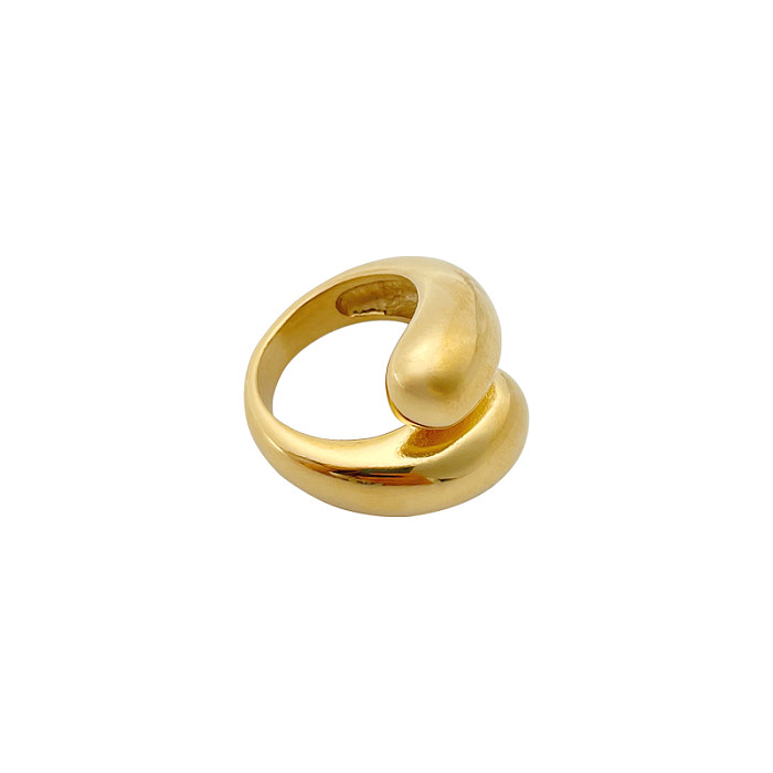 Casual Elegant Luxurious Water Droplets Stainless Steel Metal Polishing Plating Gold Plated Open Ring