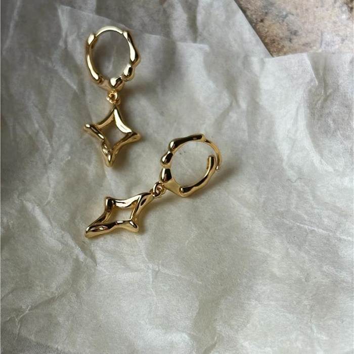 1 Pair Simple Style Solid Color Plating Copper Gold Plated Drop Earrings