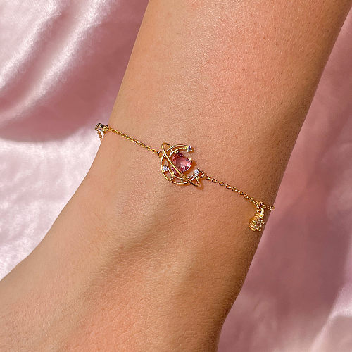Bracelets en cuivre de forme de coeur de style simple plaquant des bracelets en cuivre de zircon