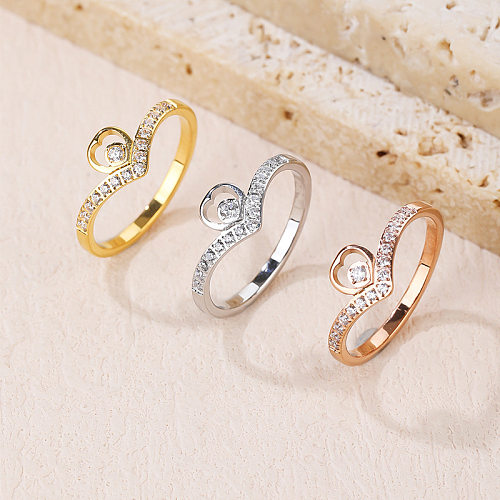 Casual U Shape Titanium Steel Artificial Gemstones Rings In Bulk
