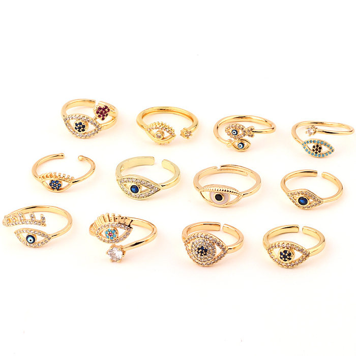 Retro Devil'S Eye Copper Rings Inlay Zircon Copper Rings