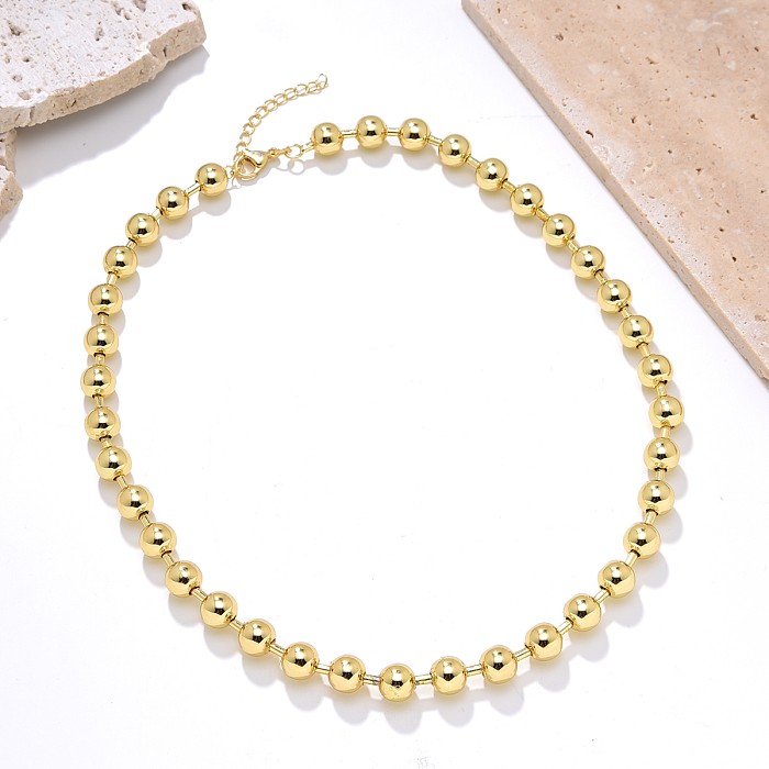 INS Style Simple Style Round Solid Color Copper Gold Plated Necklace In Bulk