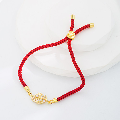 Fashion Leaf Star Bird Rope Copper Gold Plated Zircon Bracelets 1 Piece