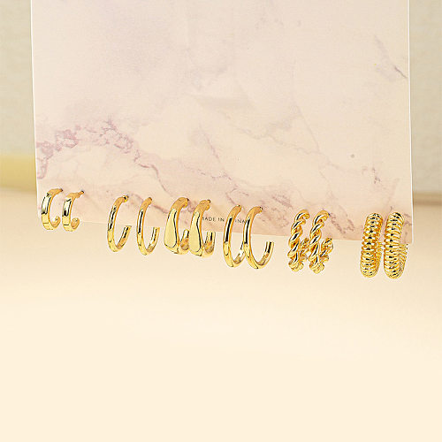 Fashion Geometric Copper Plating Earrings 6 Pairs