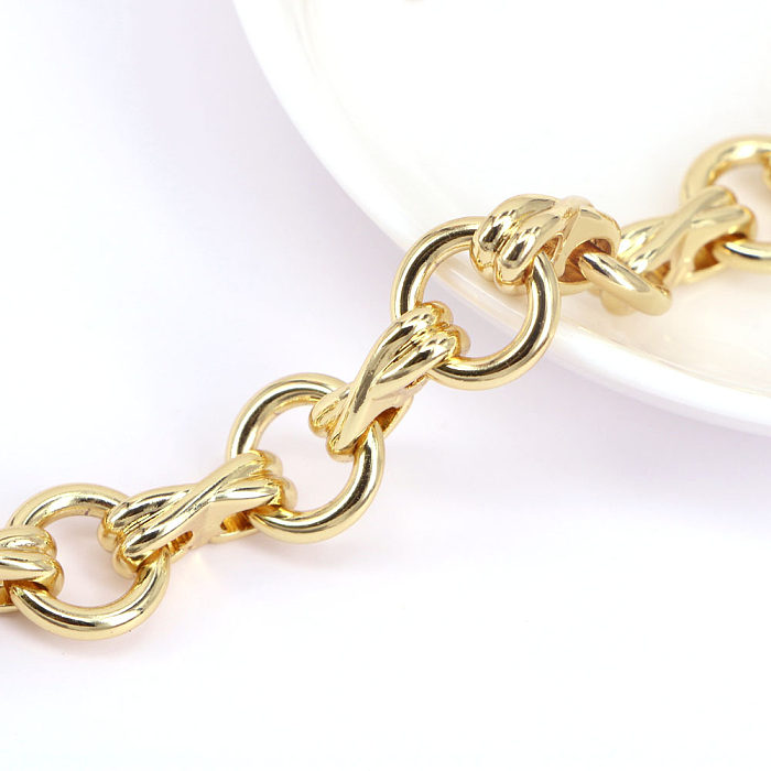 New Copper 18K Gold-plated Thick Chain Heart Buckle Bracelet