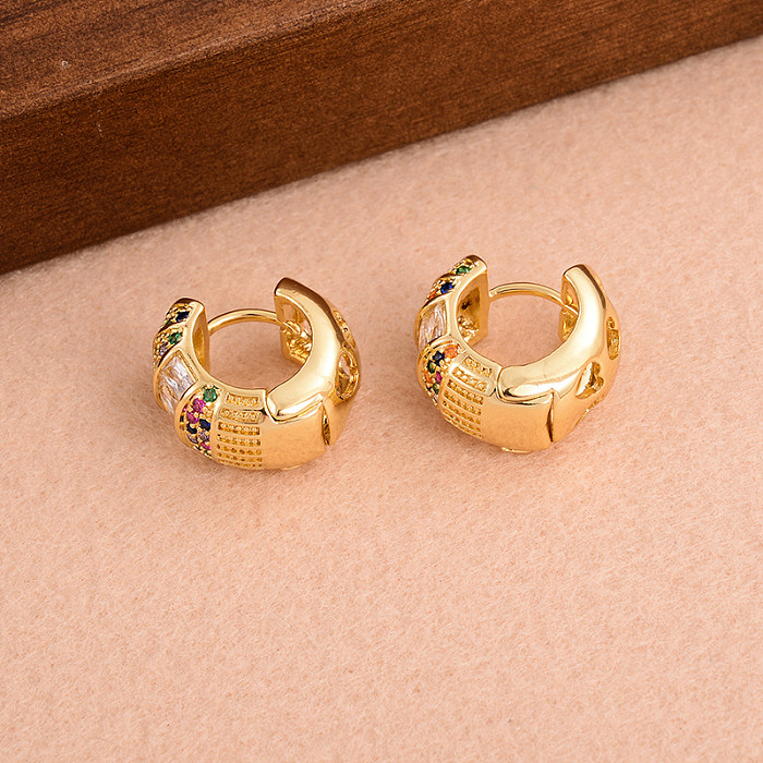 1 Pair IG Style Cool Style Circle Plating Inlay Copper Zircon Hoop Earrings