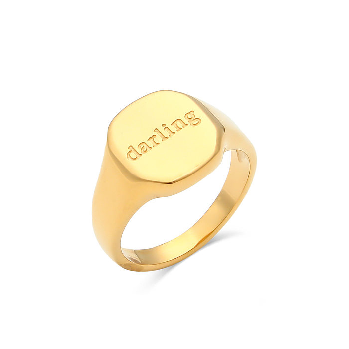 أزياء الحروف الإنجليزية الدائري مطلي 18K الذهب خاتم المرأة المجوهرات بالجملة