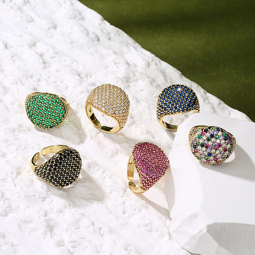 مجوهرات خاتم دائري من الماس بالكامل مفتوح من الزركون الهندسي