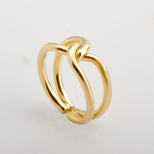 Großhandel: Einfacher, Knoten-Titanstahl, 18 Karat vergoldeter offener Ring