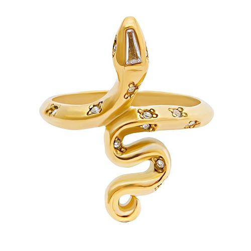 Anéis banhados a ouro 14K com revestimento de cobre de cobra estilo IG