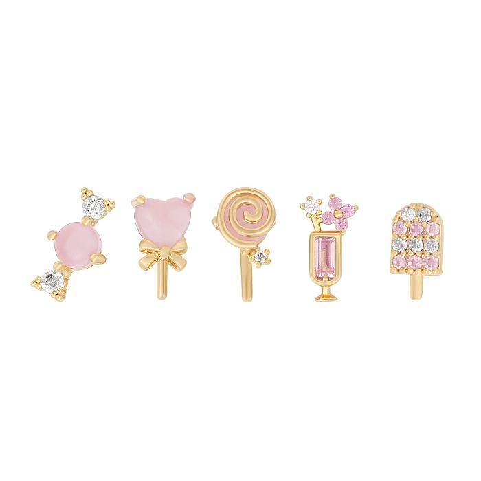 Wholesale Summer Lollipop Ice Cream Earrings 18K Gold Color-preserving Earrings jewelry