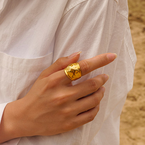 Offene Ringe im Großhandel im IG-Stil, einfarbig, mit 18 Karat vergoldetem Edelstahl