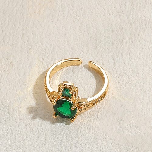 Elegant Classic Style Star Water Droplets Wings Copper Asymmetrical Plating Inlay Zircon 14K Gold Plated Open Rings