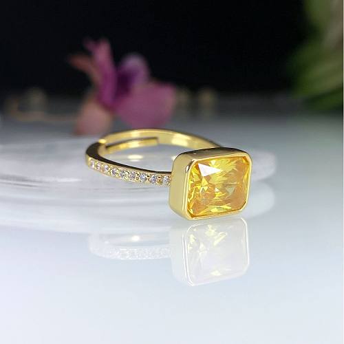 IG Style Vintage Style Geometric Square Copper Inlay Artificial Gemstones Rhinestones Open Rings