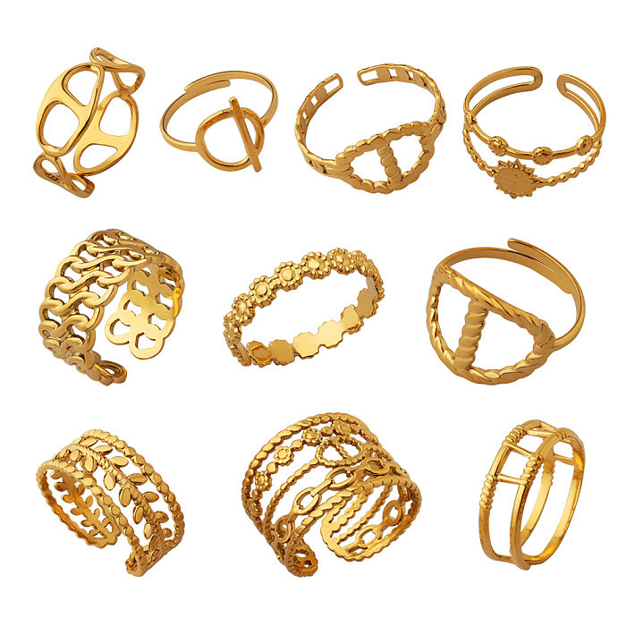 Fashion Leaf Titanium Steel Open Ring Plating Stainless Steel Rings