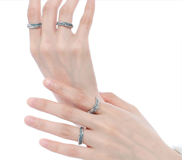 Moderner Stil, einfacher Stil, unregelmäßiger offener Ring mit Kupfer-Epoxidbeschichtung