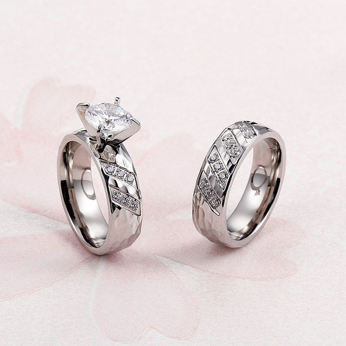 Nouvelle paire de bagues simples en acier titane, bague en or 18 carats, bijoux en diamant
