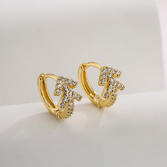 New Fashion Geometric Plating Gold Micro Inlaid Zircon Copper Earrings